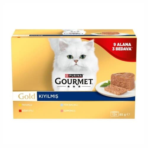 Gourmet Gold Kıyılmış Karışık Çeşitli Yetişkin Kedi Konservesi 85 gr 12 AL 9 Öde X 2 Adet